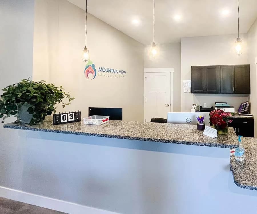 The reception desk at Mountain View Family Therapy